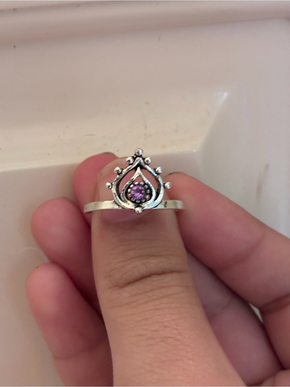 Delicate Antiqued Vintage Silver Bohemian Ring